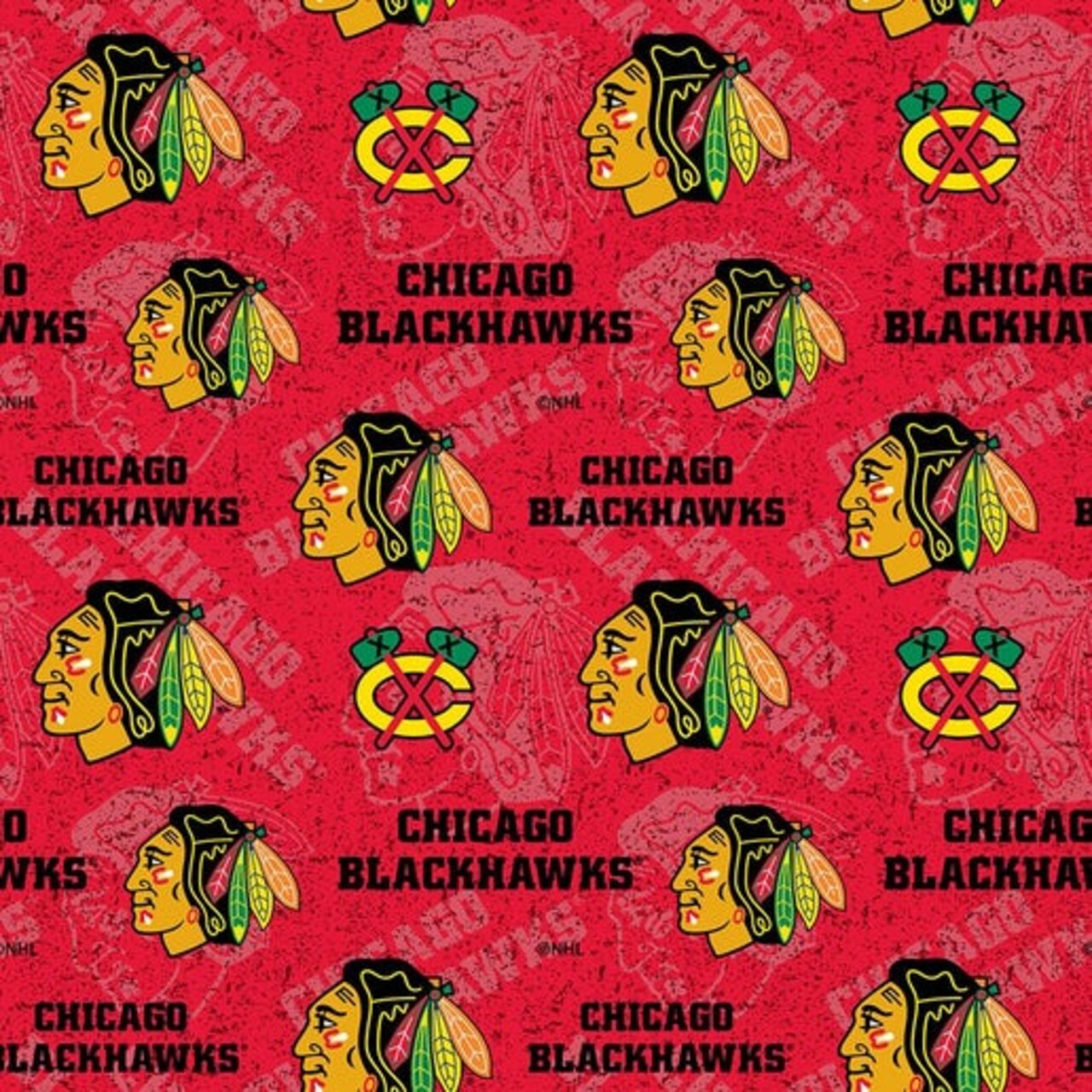 NHL Licensed Chicago Blackhawks 1199-BLK Cotton Fabric by the Yard